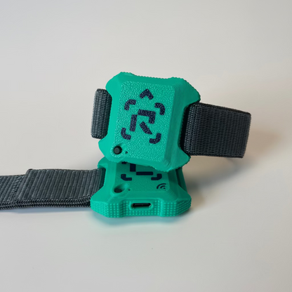 Two wrist boxing sensors. Jade color, gray nylon strap